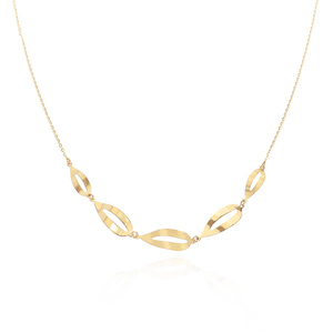 Złoty naszyjnik kolia 585 połączone owalne listki lusterka