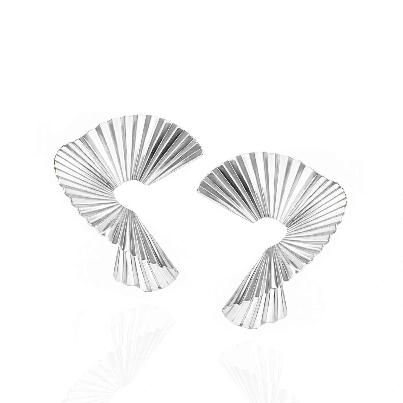Srebrne kolczyki spiralne 925 skręcone fasetowane plisowane na sztyft 2,8 cm