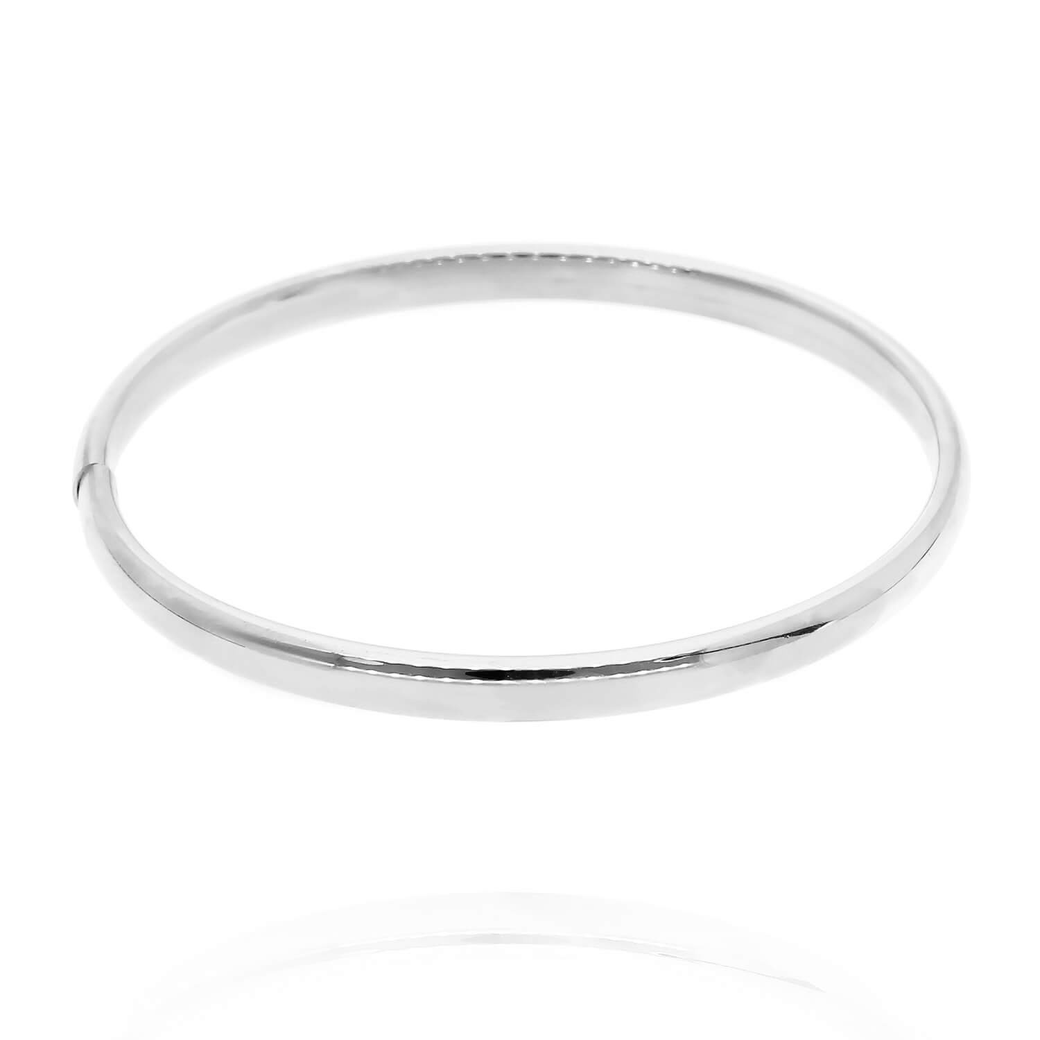 Srebrna bransoletka bangle 925 sztywna gładka elastyczna