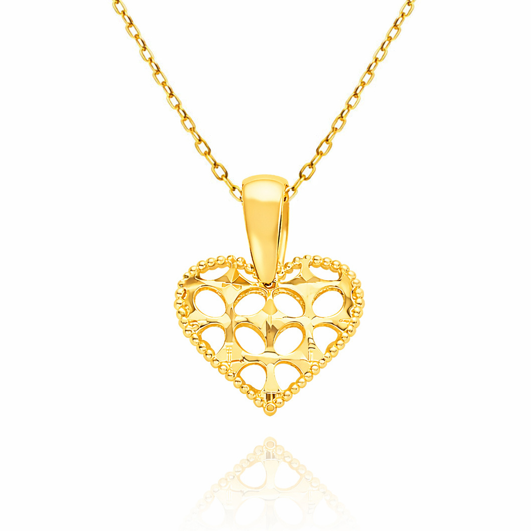 Złota zawieszka 585 serce ażurowe grube