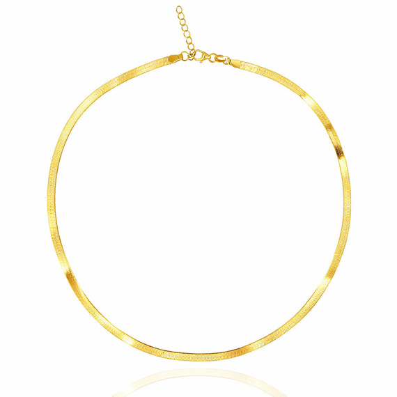 Naszyjnik złoty taśma żmijka 585 gładka 4 mm długość 40-45 cm Choker 