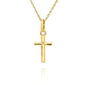 Złota zawieszka krzyżyk 585 gładki Komunia Chrzest 2 cm