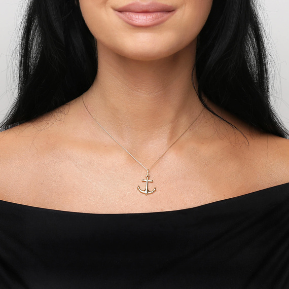 Złota zawieszka kotwica 585 symbol nadziei gładka 2,5 cm