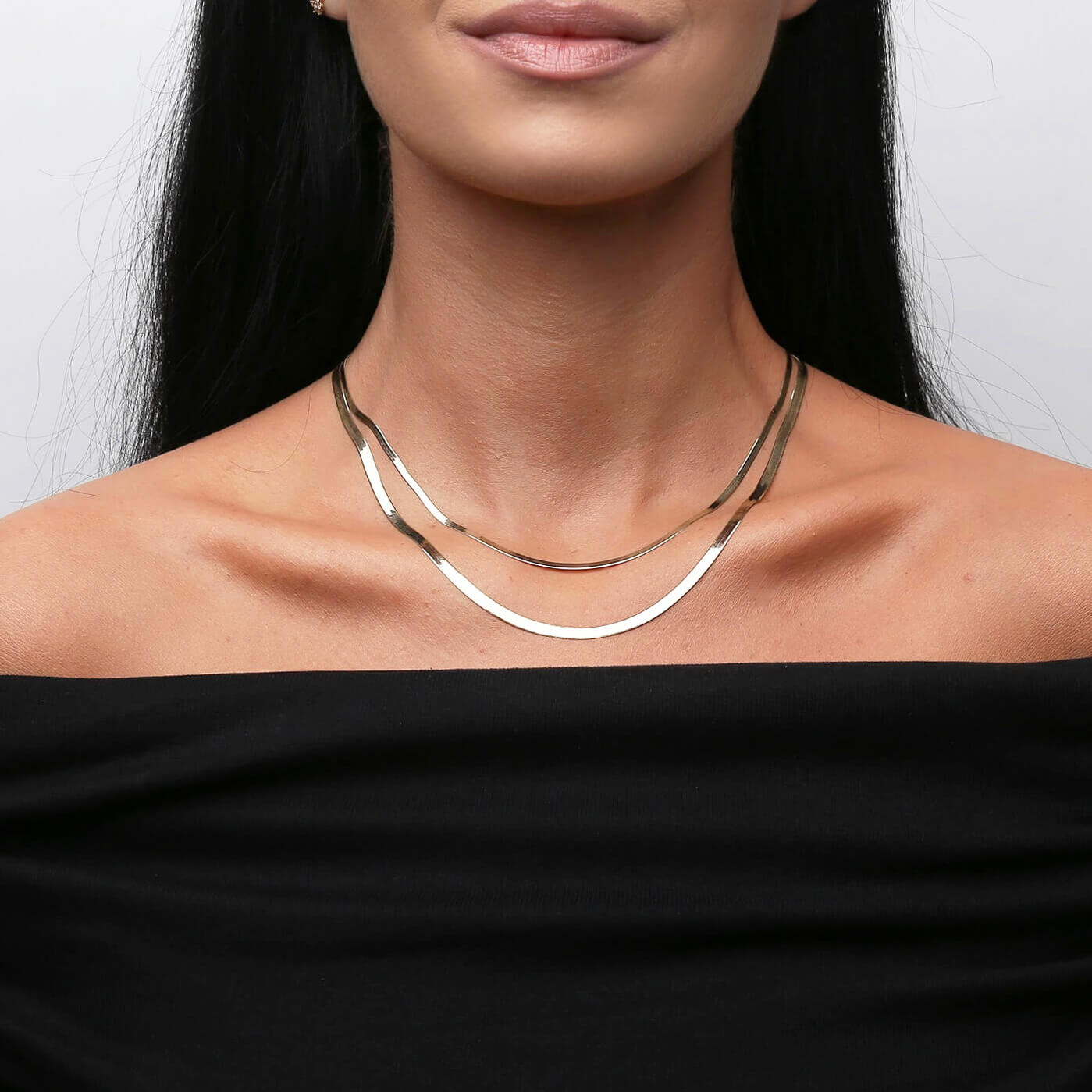 Naszyjnik złoty taśma żmijka 585 gładka 4 mm długość 40-45 cm Choker