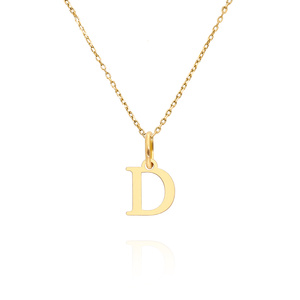 Złota zawieszka wisiorek 585 prosta mała literka D wysokość 1 cm