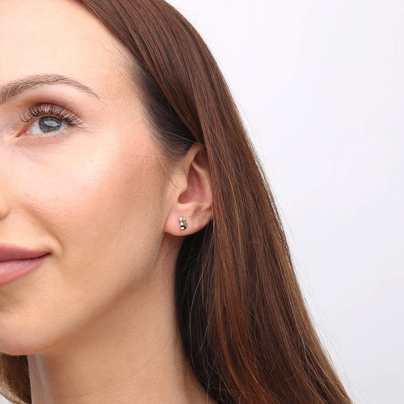 Złote kolczyki kotki 585 koty gładkie na sztyft