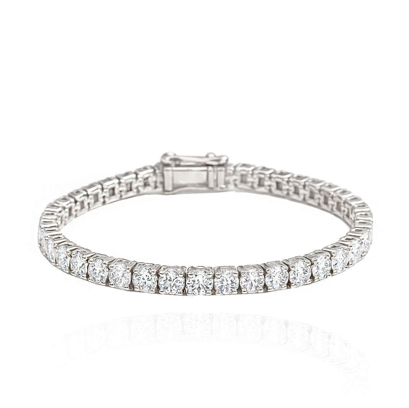 Srebrna bransoletka tenisowa 925 cyrkonie zamknięta na zatrzask 16 cm