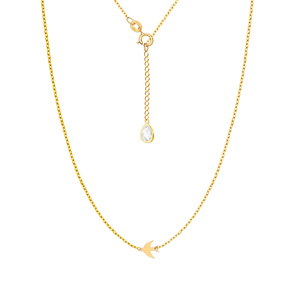 Złoty naszyjnik celebrytka 585 jaskółka z cyrkonią przy zapięciu 42  - 45 cm