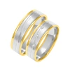 Obrączka ślubna damska: białe i żółte złoto 585, diamenty, satynowana, 6 mm