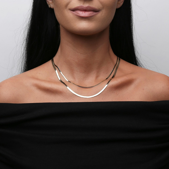 Naszyjnik złoty taśma wąska żmijka 585 gładka 2,5 mm długość 36-40 cm Choker