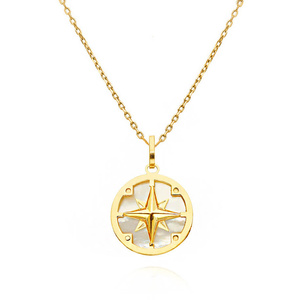Złota zawieszka 585 masa perłowa ster kompas gwiazda kierunki świata