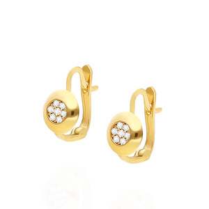 Złote kolczyki okrągłe 585 cyrkonie zapięcie angielskie