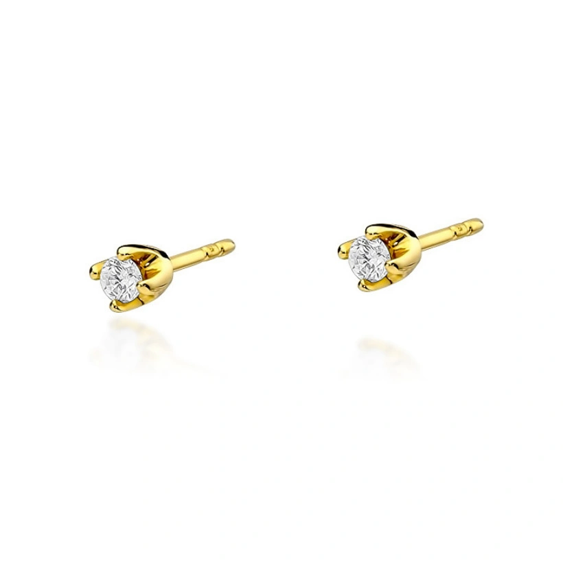 Złote kolczyki 585 z diamentami 0,16 ct sztyft