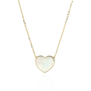 Złoty naszyjnik 585 celebrytka serce masa perłowa łańcuszek diamentowany ankier Walentynki