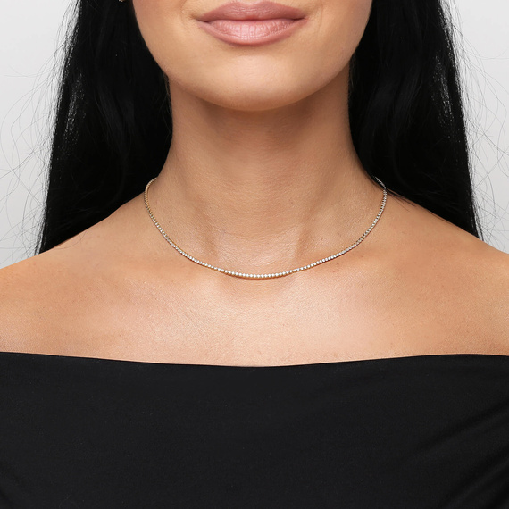 Złoty naszyjnik 585 tenisowy białe cyrkonie 40-45 cm