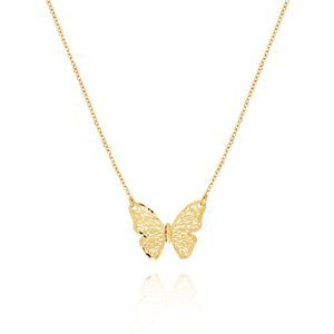 Złota naszyjnik damski 585 motylek diamentowany łańcuszek ankier