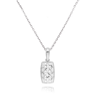 Złota zawieszka wisiorek 585 prostokątna diamentowana białe złoto