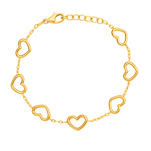 Złota bransoletka celebrytka damska 585 serca 18,5 cm