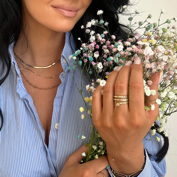 Złoty pierścionek żmija 585 potrójny wąż serpent snake diamentowany