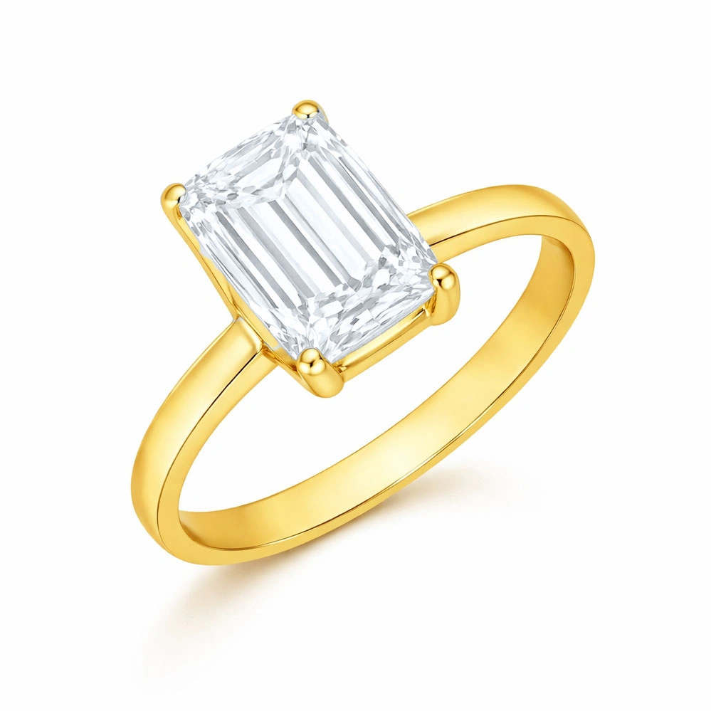Złoty pierścionek zaręczynowy 585 biały topaz oktagon 1,95 ct