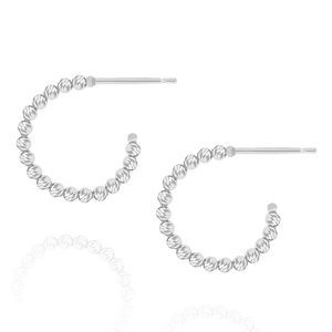 Kolczyki kółka 585 diamentowane kulki białe złoto 14 mm na sztyft Anelli