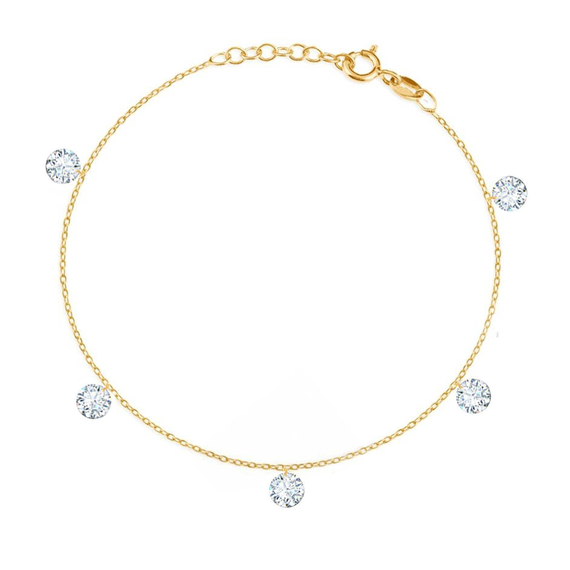 Bransoletka złota z cyrkoniami 585 białe cyrkonie 