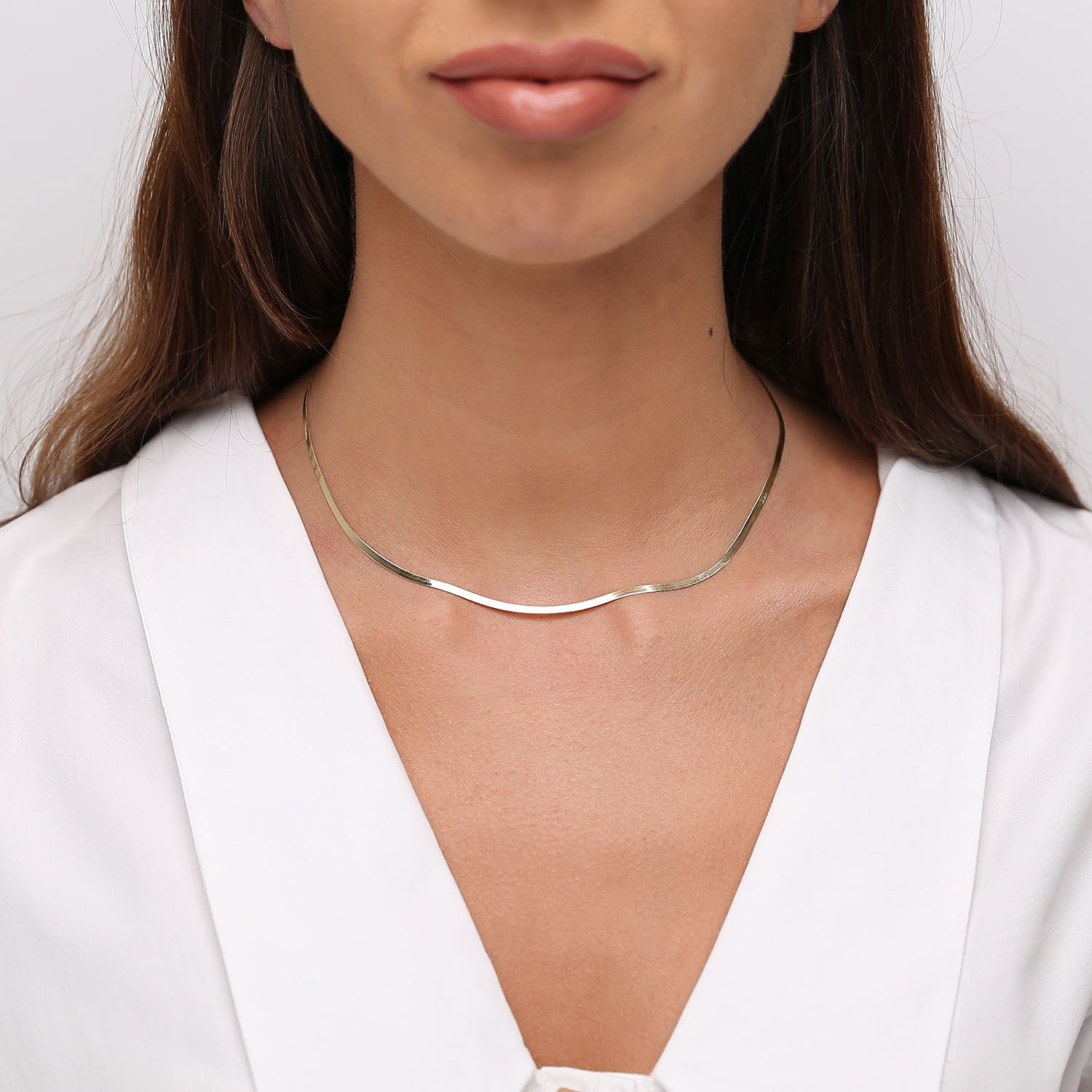 Naszyjnik złoty taśma wąska żmijka 585 gładka 2,5 mm długość 36-40 cm Choker