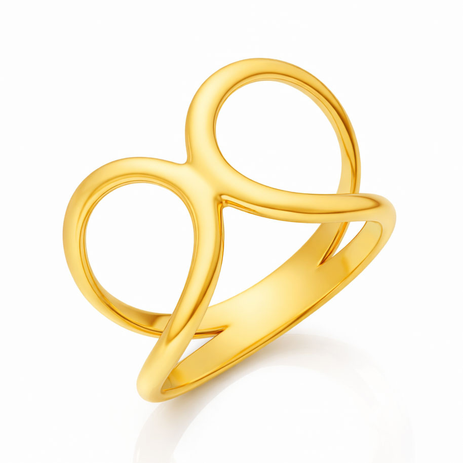 Złoty pierścionek 585 geometryczny połączone kręgi gładki nieskończoność Eclipse