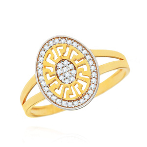 Złoty pierścionek grecki 585 owalny droga grecka cyrkonie