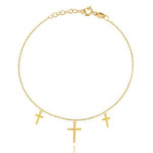 Bransoletka złota 585 trzy krzyżyki regulowana Simple