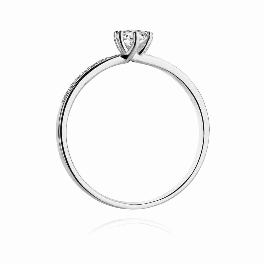 Złoty pierścionek zaręczynowy z diamentami 0,17 ct białe złoto
