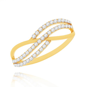 Złoty pierścionek nieskończoność 585 białe cyrkonie