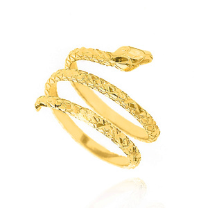 Złoty pierścionek żmija 585 potrójny wąż serpent snake diamentowany