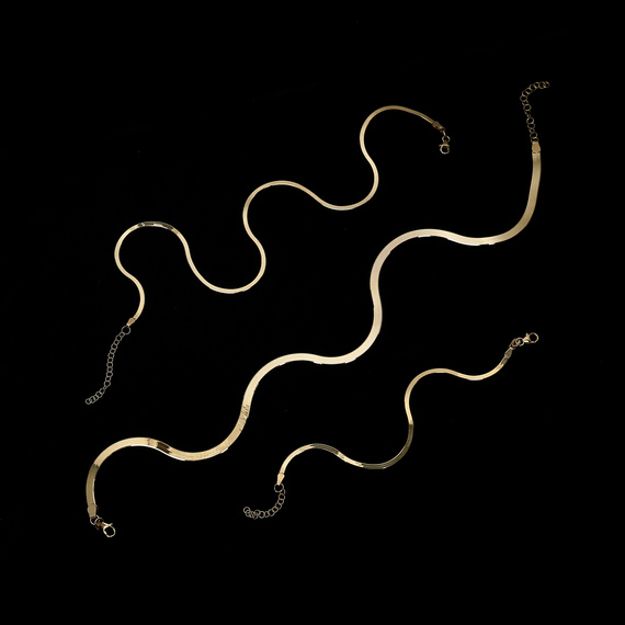 Naszyjnik złoty taśma wąska żmijka 585 gładka 2,5 mm długość 36-40 cm Choker