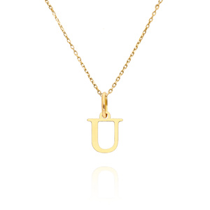 Złota zawieszka wisiorek 585 prosta mała literka U wysokość 1 cm
