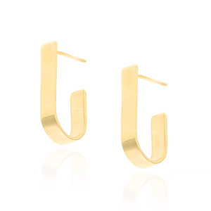 Złote kolczyki agrafki 585 gładkie na sztyft paper clip 2 cm