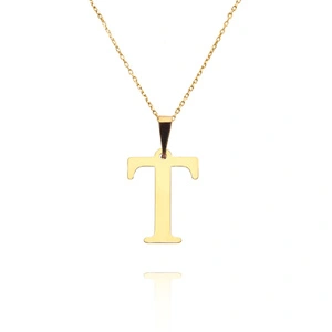 Złota zawieszka wisiorek 585 prosta literka T wysokość 2 cm
