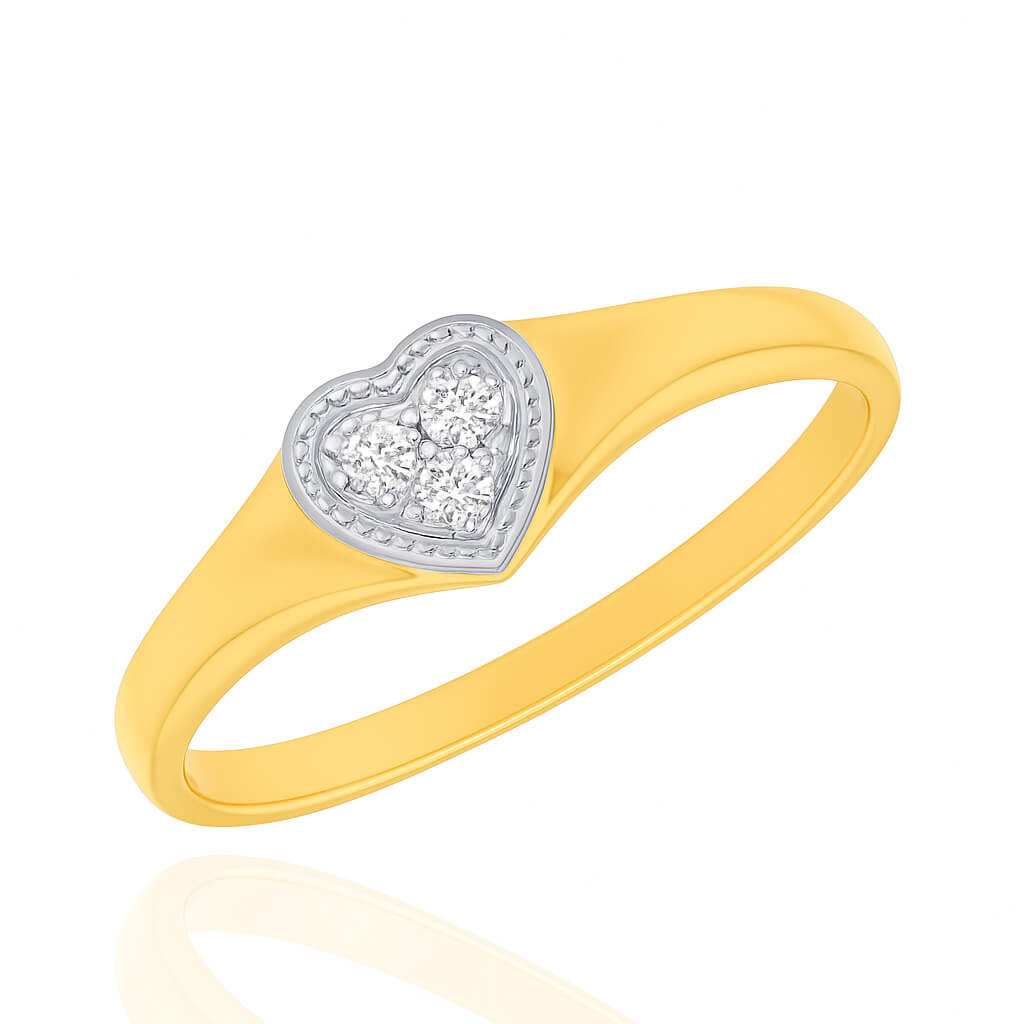 Złoty pierścionek zaręczynowy serce z diamentami 585 żółte złoto brylanty 0,045 ct