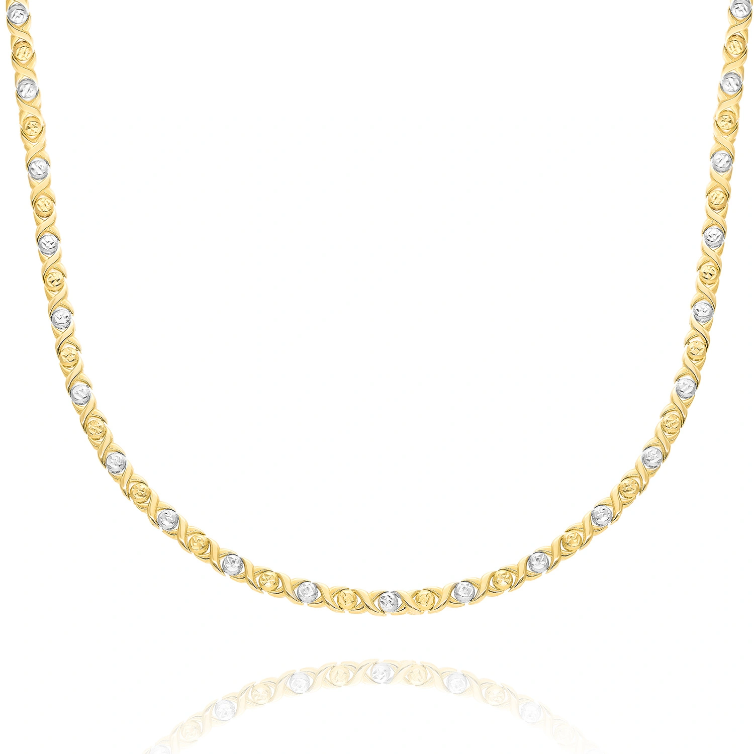 Złoty naszyjnik damski kolia 585 diamentowana białe i żółte złoto 45 cm