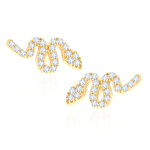 Złote kolczyki węże 585 z cyrkoniami żmije na sztyft snake serpent