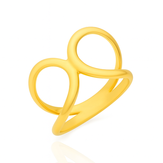 Złoty pierścionek 585 geometryczny połączone kręgi gładki nieskończoność Eclipse
