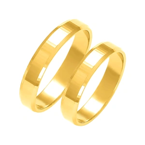 Obrączki ślubne para: złoto 585, diamentowane, fazowane, 4 mm