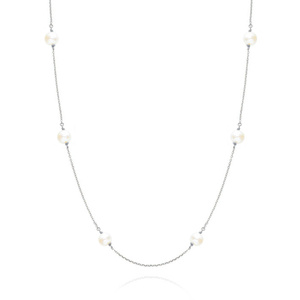 Złoty naszyjnik damski 585 z perłami białe złoto 