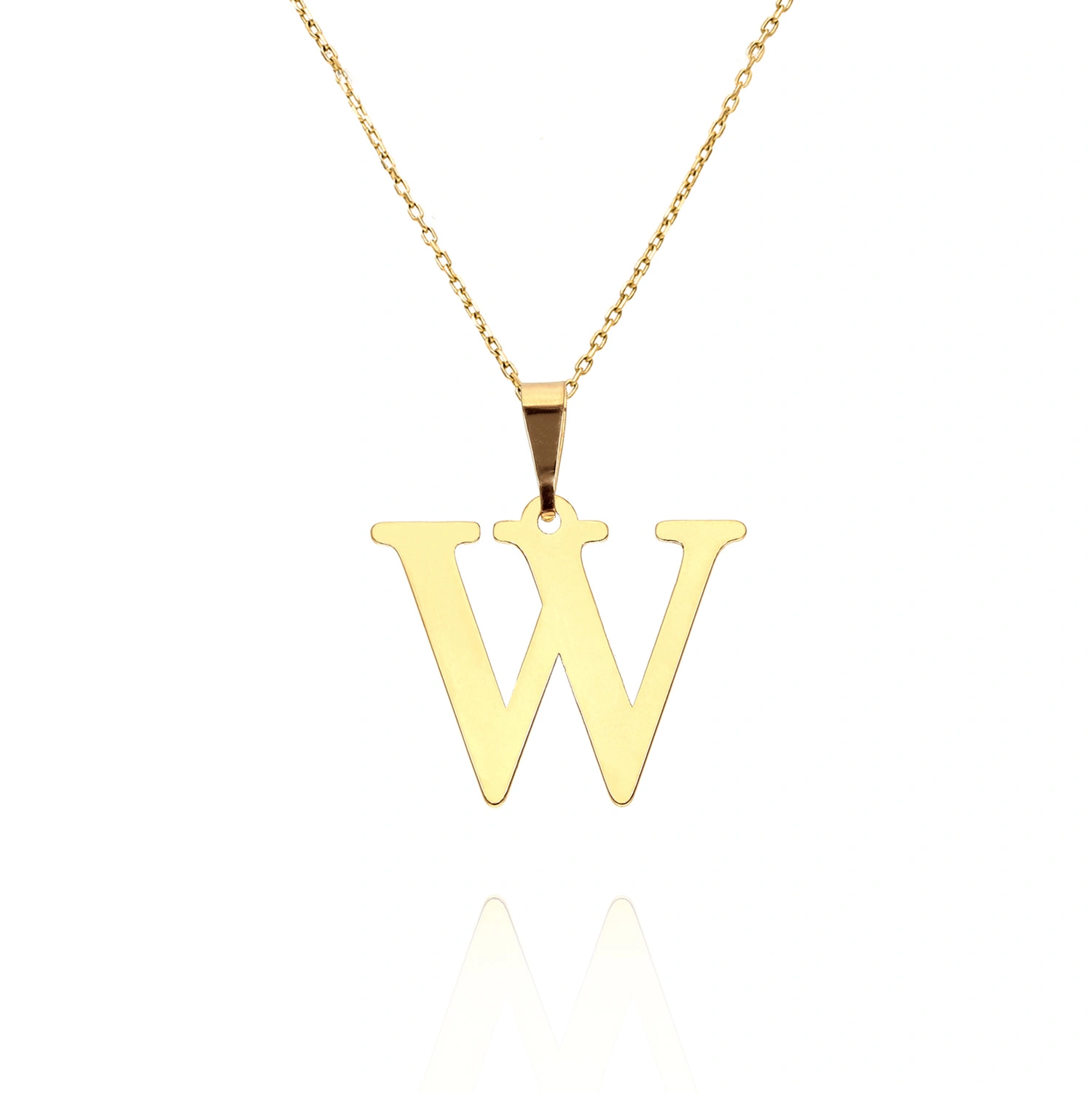 Złota zawieszka wisiorek 585 prosta literka W wysokość 2 cm