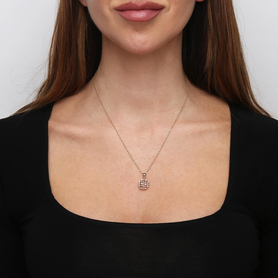 Złota zawieszka kółko 585 ażurowa okrągła diamentowana