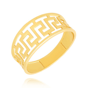 Złoty pierścionek 585 ażurowy szeroki droga grecka