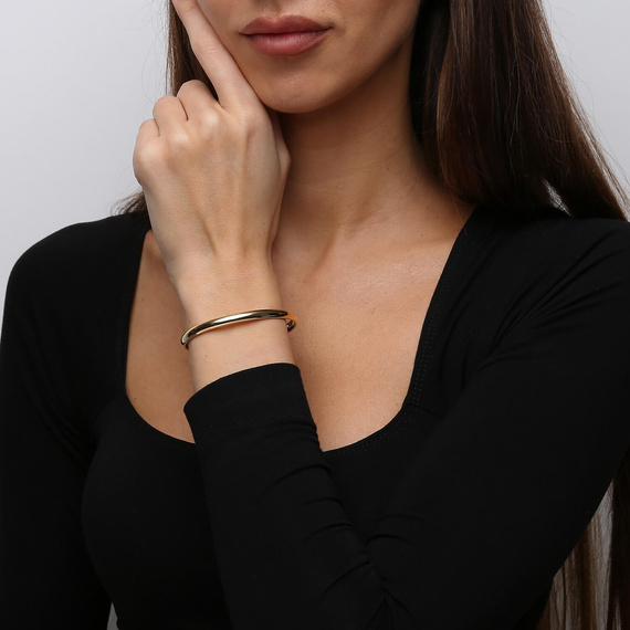 Srebrna pozłacana bransoletka bangle 925 sztywna gładka elastyczna 2,8 mm