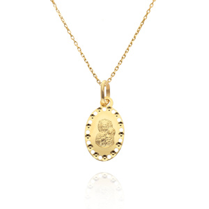 Złota zawieszka 585 owalny medalik Matka Boska Częstochowska