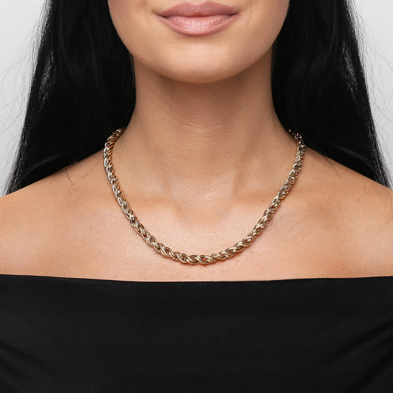 Złoty naszyjnik 585 korda gruba diamentowana kręcona 45-48 cm 