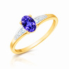 Złoty pierścionek 585 tanzanit 0,45 ct diamenty 0,065 ct